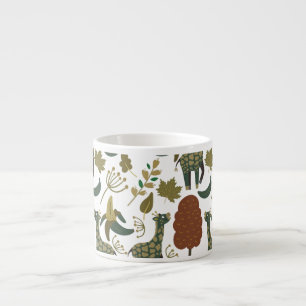 Giraffe seamless pattern   colourful floral patter espresso cup