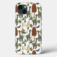 Giraffe seamless pattern | colourful floral patter