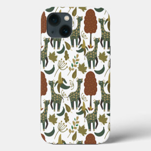 Giraffe seamless pattern   colourful floral patter iPhone 13 case