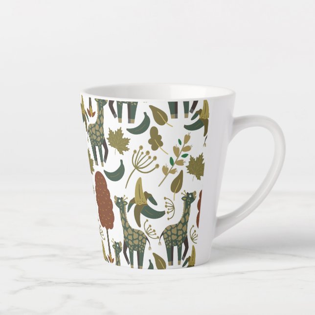 Giraffe seamless pattern | colourful floral patter latte mug (Right)