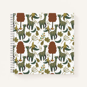 Giraffe seamless pattern   colourful floral patter notebook