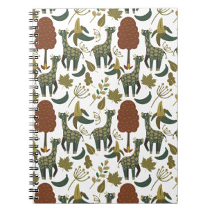 Giraffe seamless pattern   colourful floral patter notebook