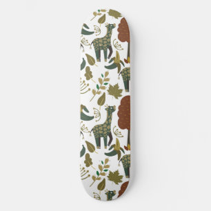 Giraffe seamless pattern colourful floral patter skateboard