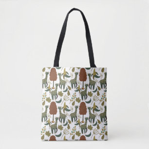 Giraffe seamless pattern   colourful floral patter tote bag