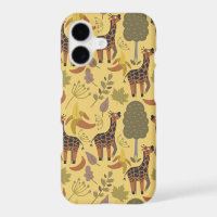 Giraffe seamless pattern yellow background