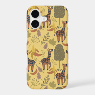 Giraffe seamless pattern yellow background