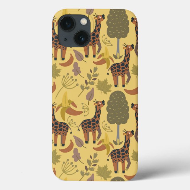 Giraffe seamless pattern yellow background Case-Mate iPhone case (Back)