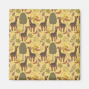 Giraffe seamless pattern yellow background magnet