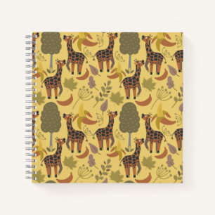Giraffe seamless pattern yellow background notebook