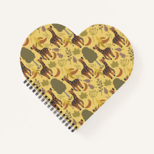 Giraffe seamless pattern yellow background notebook
