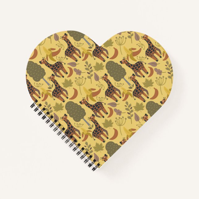 Giraffe seamless pattern yellow background notebook (Front)