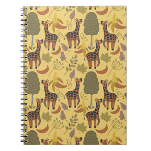 Giraffe seamless pattern yellow background notebook