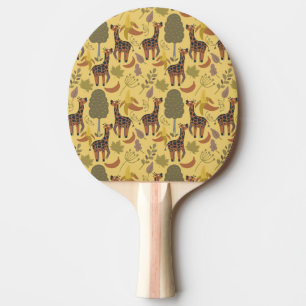 Giraffe seamless pattern yellow background ping pong paddle