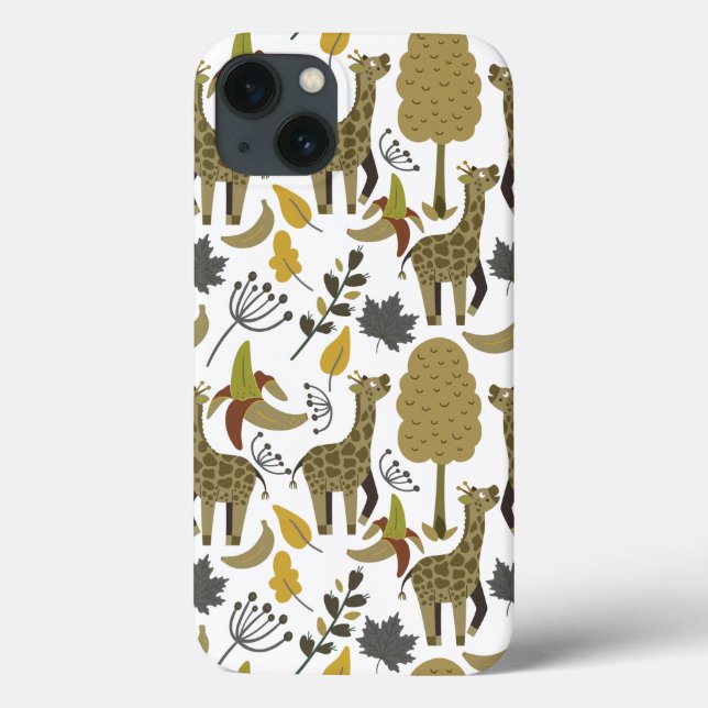 Giraffe seamless pattern yellow white tall Case-Mate iPhone case (Back)