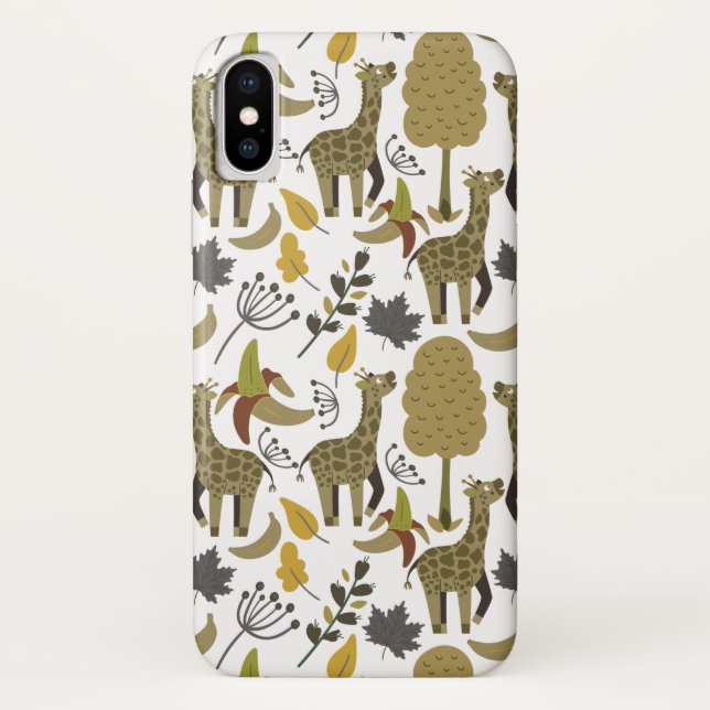Giraffe seamless pattern yellow white tall Case-Mate iPhone case (Back)
