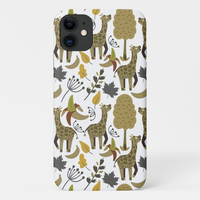Giraffe seamless pattern yellow white tall Case-Mate iPhone case (Back)