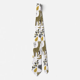 Giraffe seamless pattern yellow white tall tie