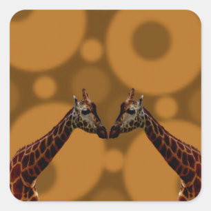 Giraffe Self Reflection, Square Sticker