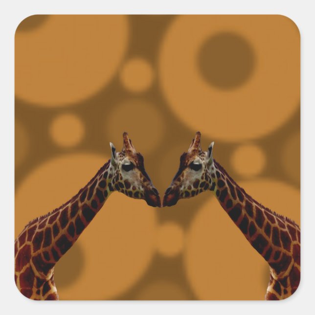 Giraffe Self Reflection,  Square Sticker (Front)