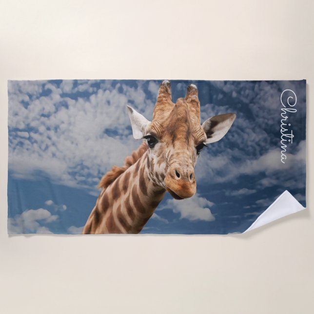 Giraffe Serviette de plage personnalisée (Devant)