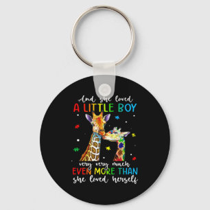 Giraffe She Loved A Little Boy Autism Awareness Mo Keychain