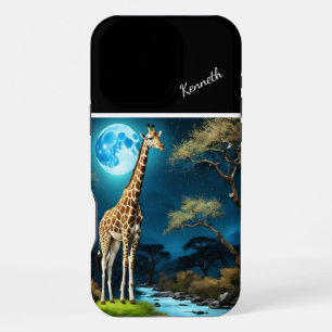 Giraffe Silhouette on River iPhone 16 Pro Max Case