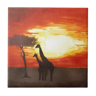 Giraffe Silhouette Tile