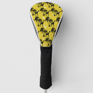 Giraffe Silhouette Tropical Palm Tree Leaves Zoo Golf Head Cover
