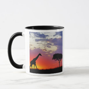 Giraffe silhouetted at sunrise, Giraffa Mug
