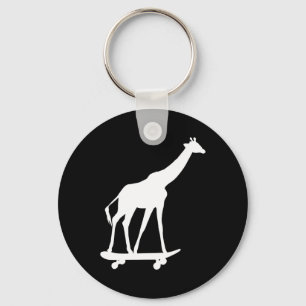Giraffe Skateboarding Skateboard  Keychain