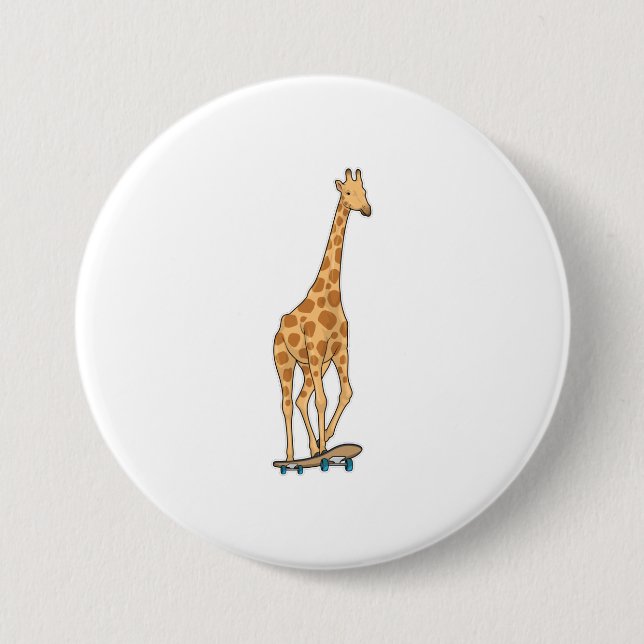 Giraffe Skater Skateboard 3 Inch Round Button (Front)