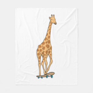 Giraffe Skater Skateboard Fleece Blanket