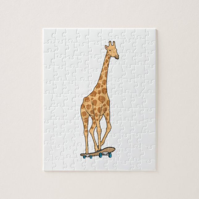 Giraffe Skater Skateboard Jigsaw Puzzle (Vertical)