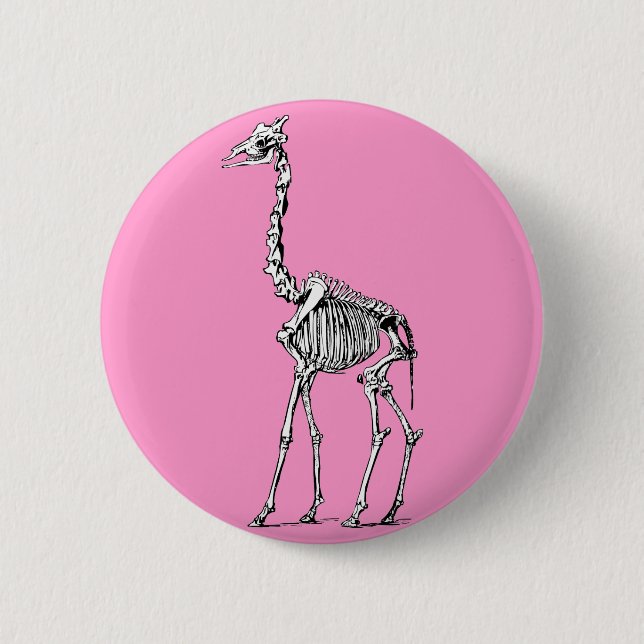 Giraffe Skeleton 2 Inch Round Button (Front)