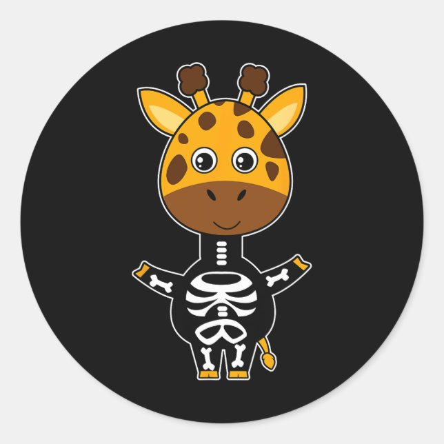 Giraffe Skeleton Xray Costume Cute Easy Halloween  Classic Round Sticker (Front)