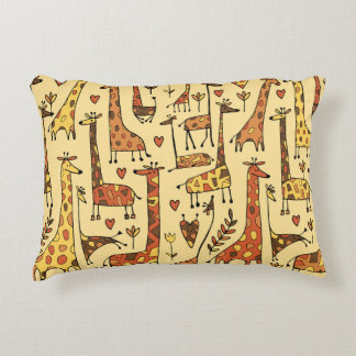 Giraffe Sketch, Fun Seamless Design. Accent Pillow