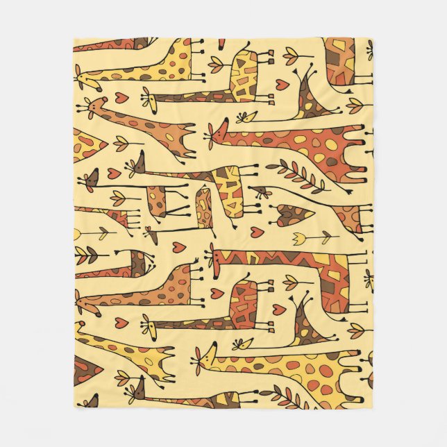Giraffe Sketch, Fun Seamless Design. Fleece Blanket (Front)