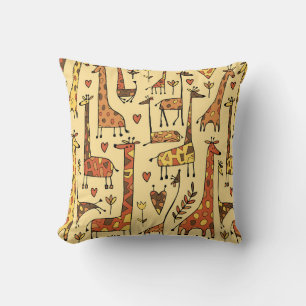 Giraffe Sketch, Fun Seamless Design. Throw Pillow