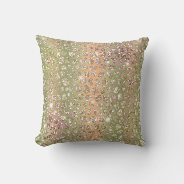 *~*  GIRAFFE Skin GOLD Glitter Animal Print  Throw Pillow (Front)
