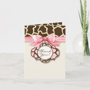 Giraffe Skin Pattern Thank You Baby Girl Photo Card