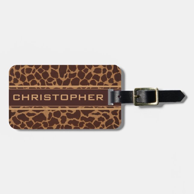 Giraffe Skin Print Pattern Personalize Luggage Tag (Front Horizontal)