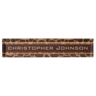 Giraffe Skin Print Pattern Personalize Nameplate