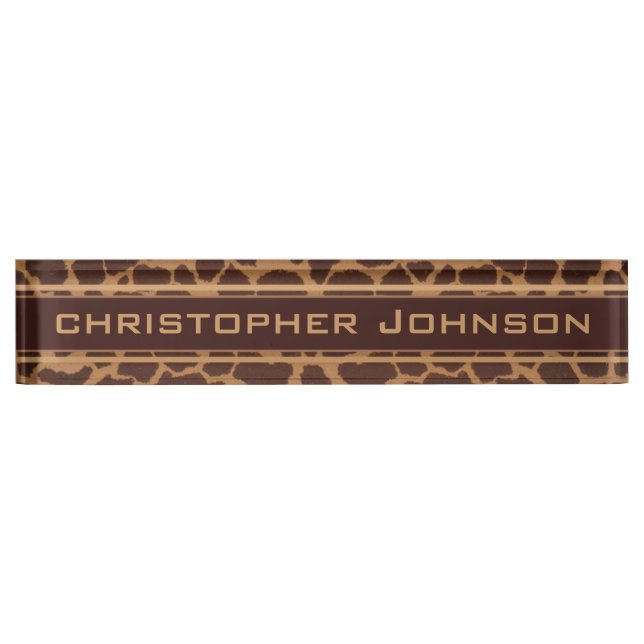 Giraffe Skin Print Pattern Personalize Nameplate (Front)