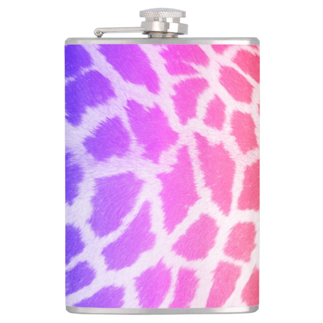 Giraffe Skin Texture Rainbow Pattern-14425 Hip Flask (Front)