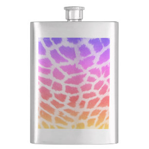 Giraffe Skin Texture Rainbow Pattern-14425 Hip Flask