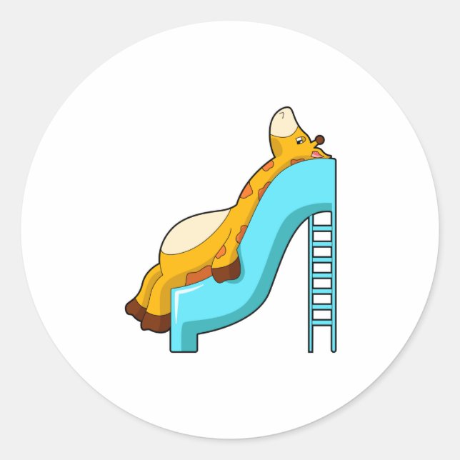 Giraffe Slide Classic Round Sticker (Front)