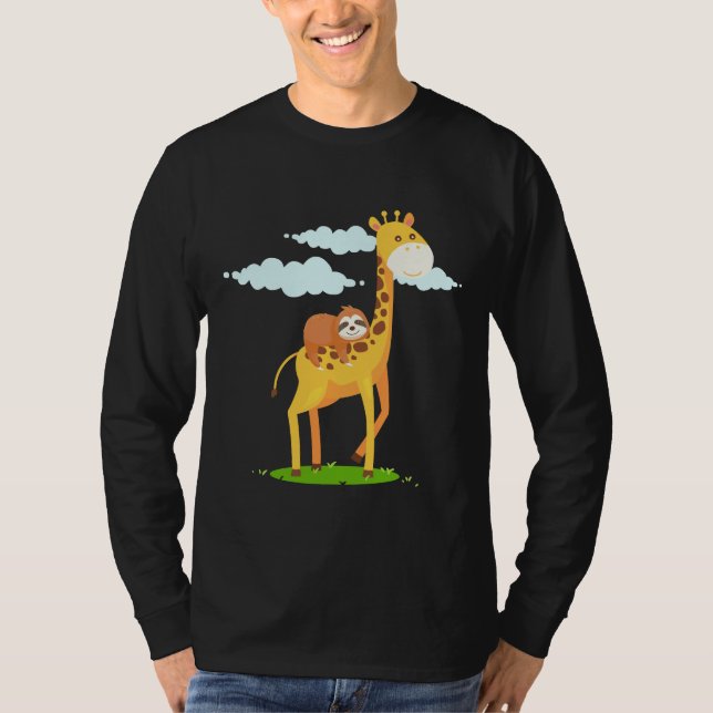 Giraffe Sloth Funny For Kids T-Shirt (Front)