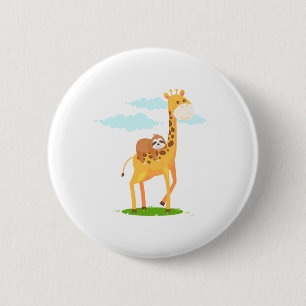 Giraffe Sloth Funny Gift For Kids 2 Inch Round Button