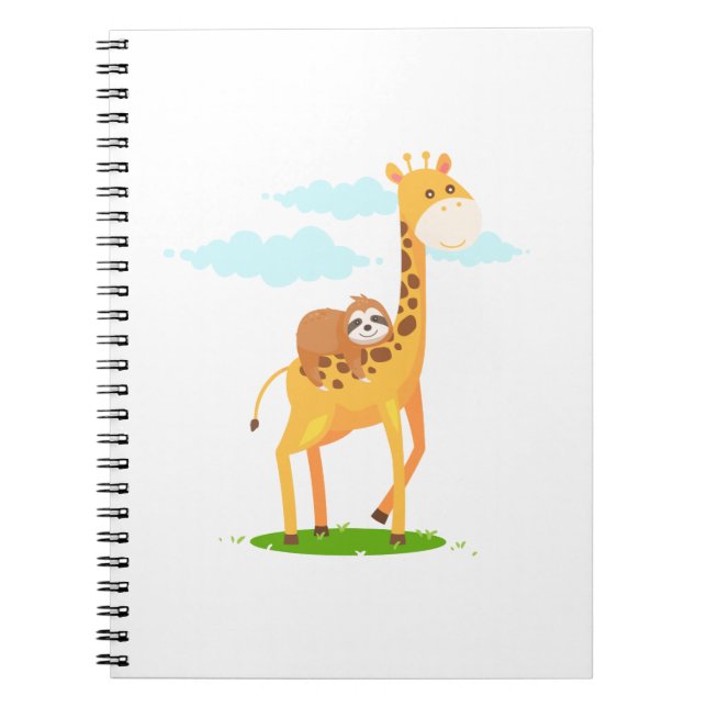 Giraffe Sloth Funny Gift For Kids Notebook (Front)