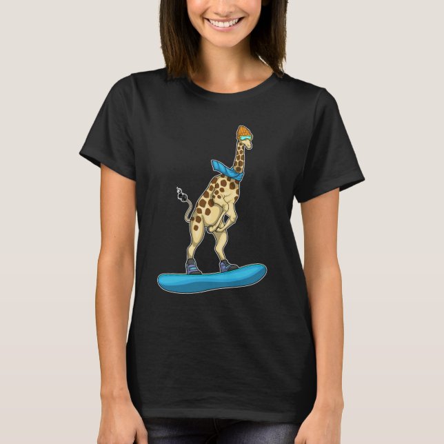 Giraffe Snowboard Winter sports T-Shirt (Front)